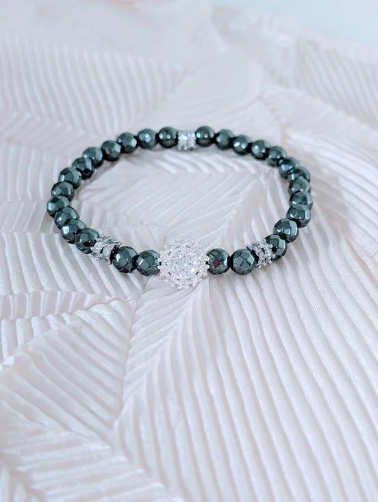Hematite Bracelet With Cubic Zirconia Accents - Picture 2 of 6